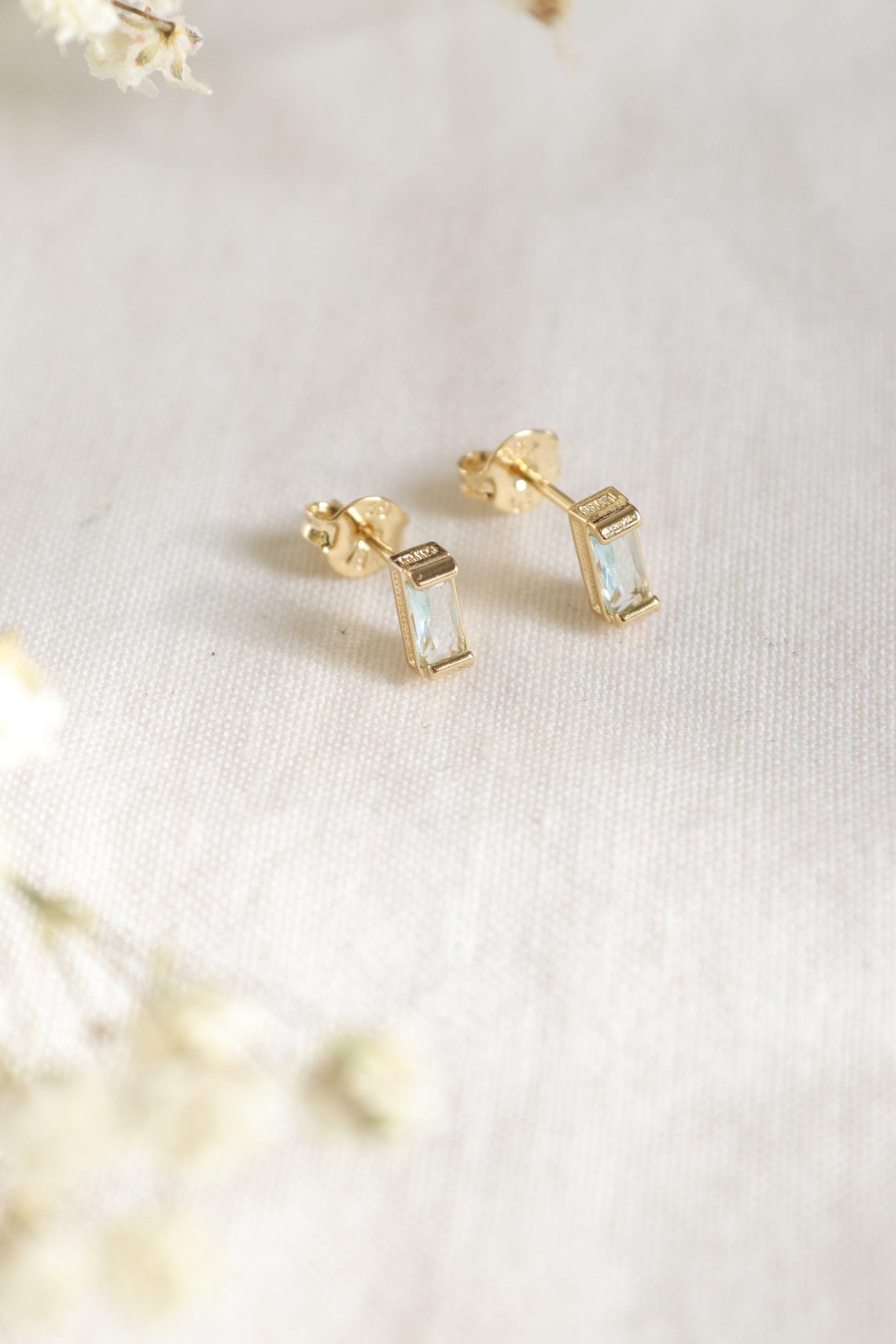 CZ Gold-Filled Aquamarine Studs