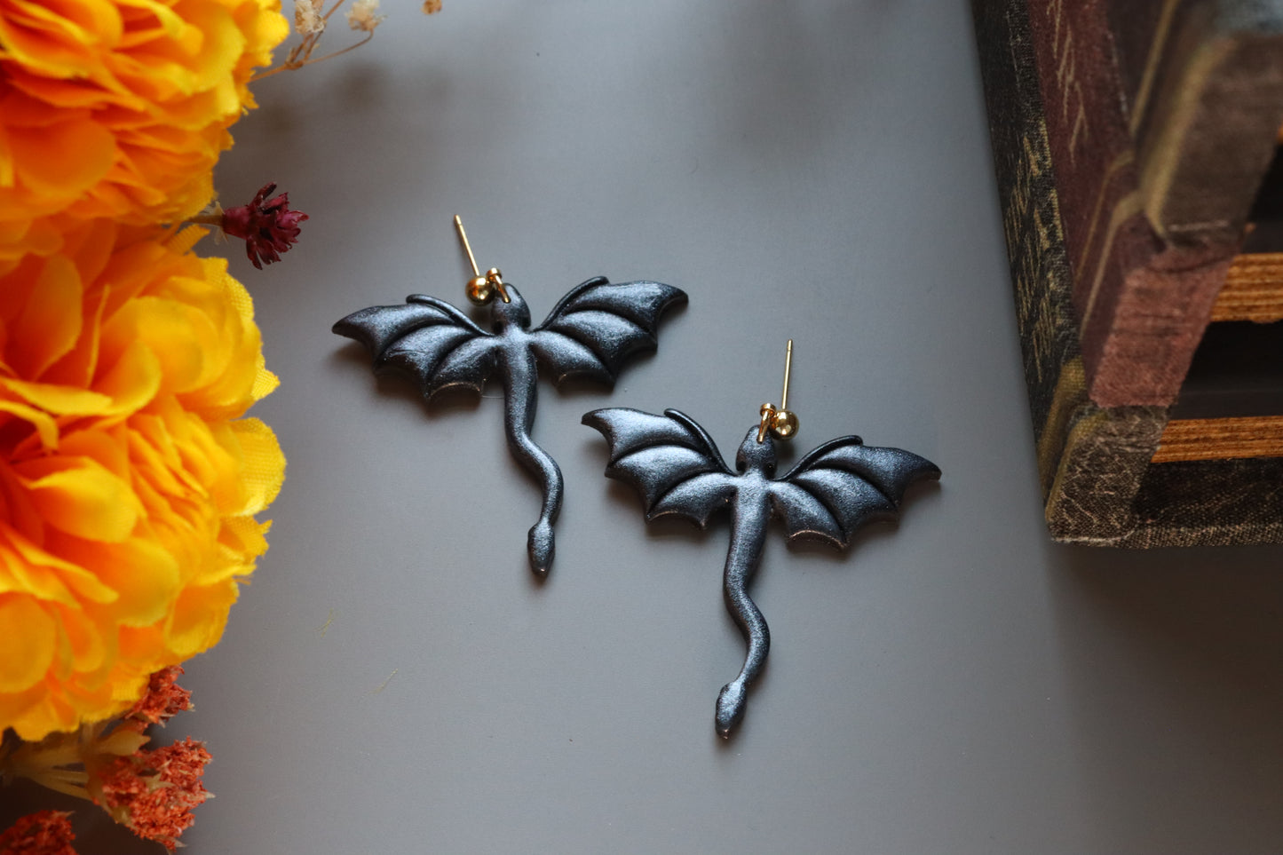 Gunmetal Dragon Dangles