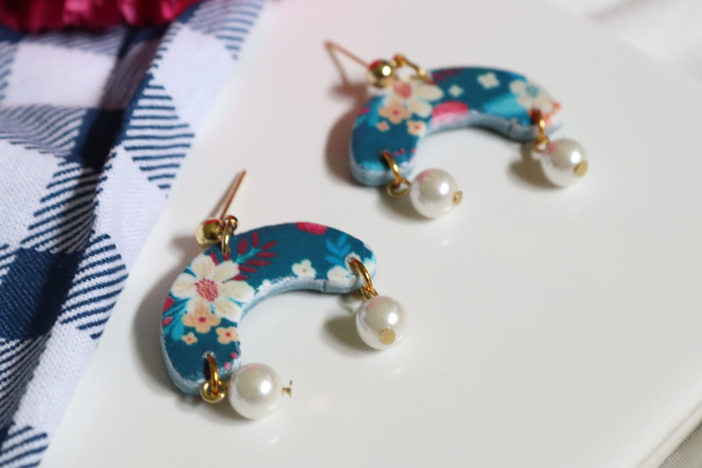 Blue Floral Pearl Drops